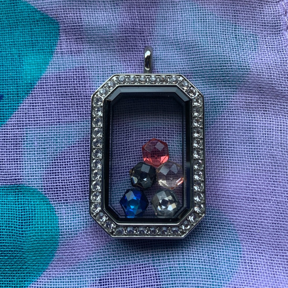 Origami Owl crystal edged rectangular locket